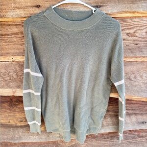 American Eagle Women’s Green Sweater with White Stripes